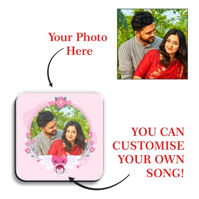 Personalised Musical Fridge Magnet, Custom Photo and Song, Rechargeable Battery, Type-C USB Charging, Gift for Anniversaries, Weddings, and Birthdays